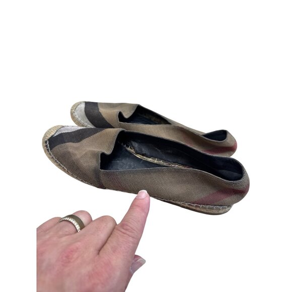 Burberry Brit Womens Plaid Brown Canvas Espadrille Flats Size 38 SKU 8264 - Picture 12 of 16